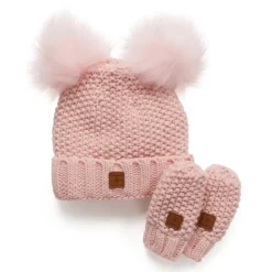 Hot Adorable Knit Toque and Mittens Set - Infants Hats
