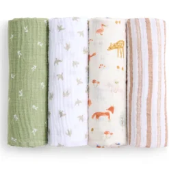 Clearance Cotton Muslin Swaddles - 4 Pack Swaddles
