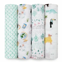 Clearance Cotton Muslin Swaddles - 4 Pack Swaddles