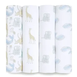 Clearance Cotton Muslin Swaddles - 4 Pack Swaddles