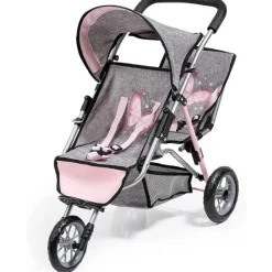 Duo Twin 3 Wheeled Doll's Stroller - Butterfly Dolls
