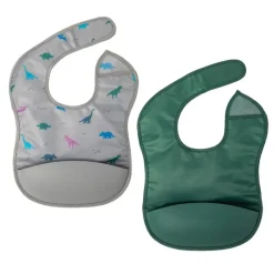 Clearance Mess-proof Silicone Pocket Bibs - 2 Pack Bibs & Burp Cloths