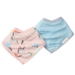 Muslin Bandana Bib Set - 2 Pack Bibs & Burp Cloths