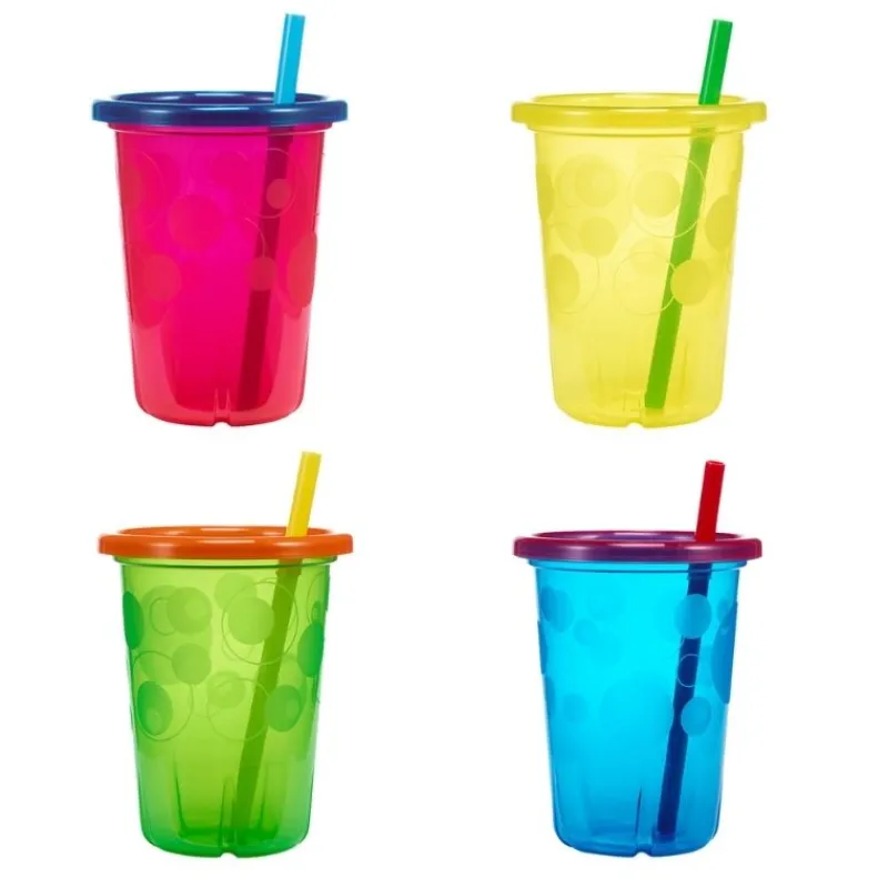 Clearance Take and Toss 10 oz Spill Proof Straw Cups - 4 Pack Bottle Feeding
